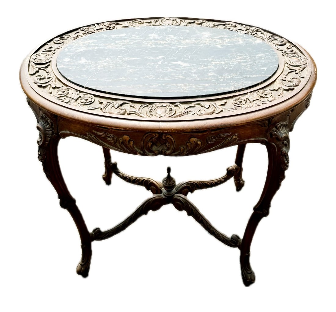Fancy Victorian Marble-Top Side Table (1 of 4)