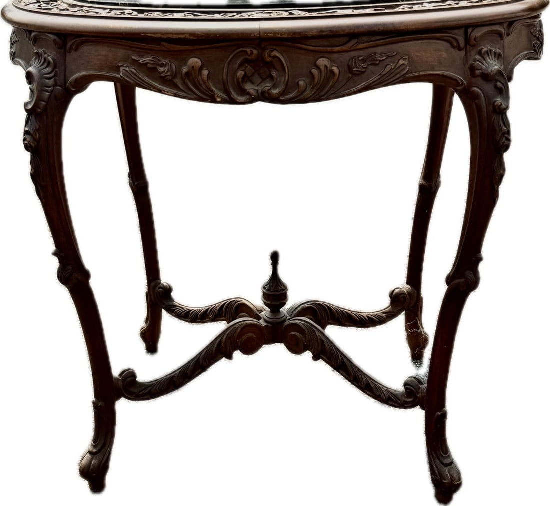 Fancy Victorian Marble-Top Side Table - 4