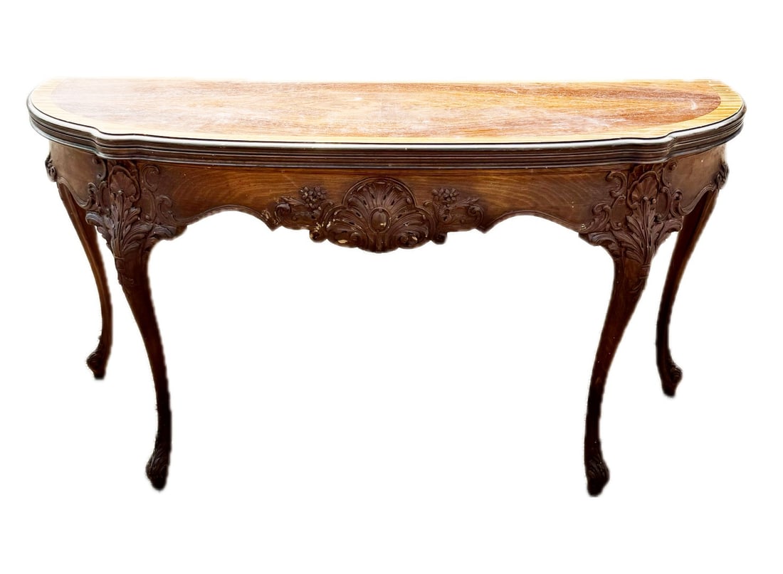 Louis XV Style Carved Mahogany Console Table (1 of 7)