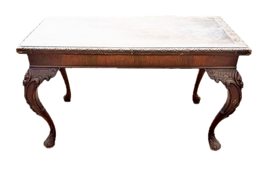 Chippendale Style Carved Mahogany Library Table (1 of 5)