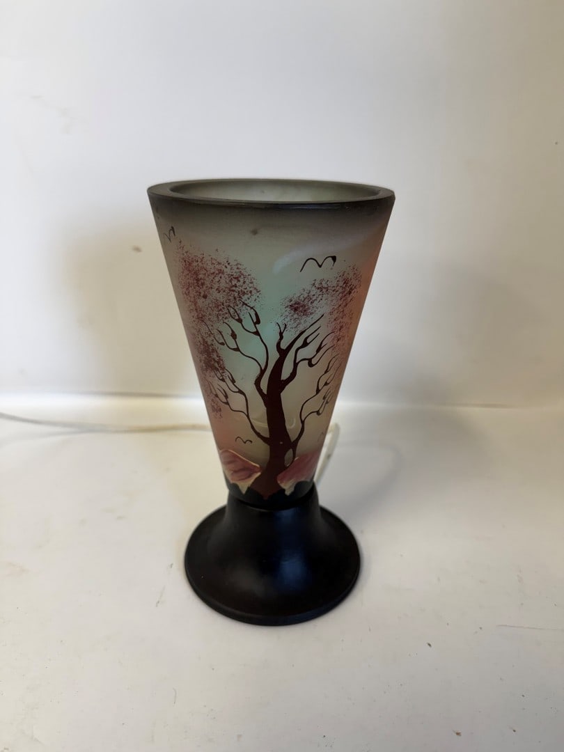 Art Deco Enameled Cameo Glass Boudoir Lamp (1 of 5)