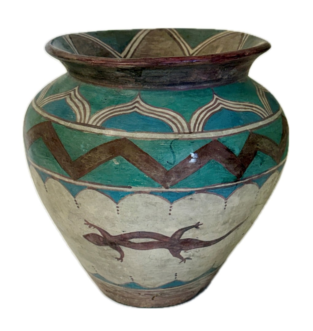 18thC. Indian Painted Clay Pot (1 of 9)