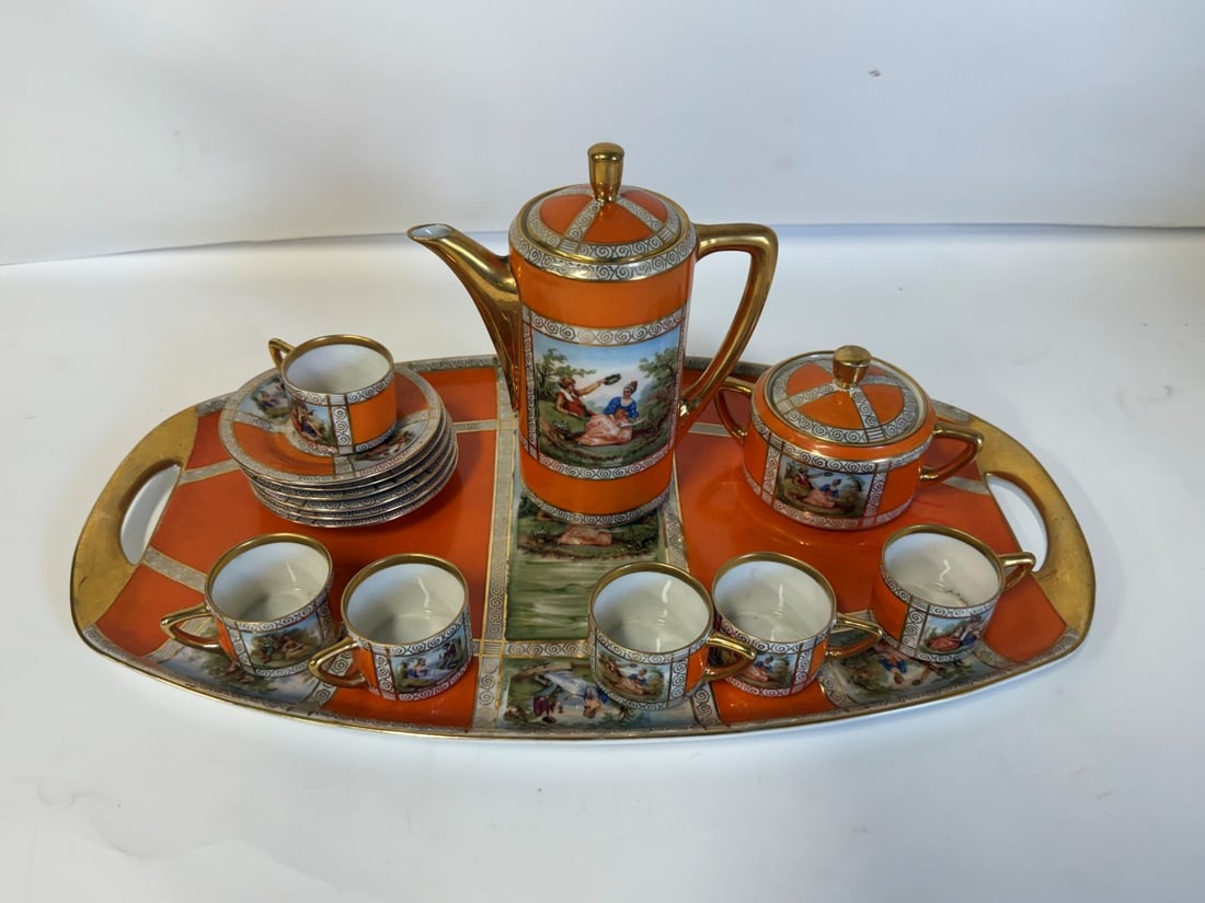 Royal Vienna Hand Painted Porcelain Demitasse Set (1 of 4)