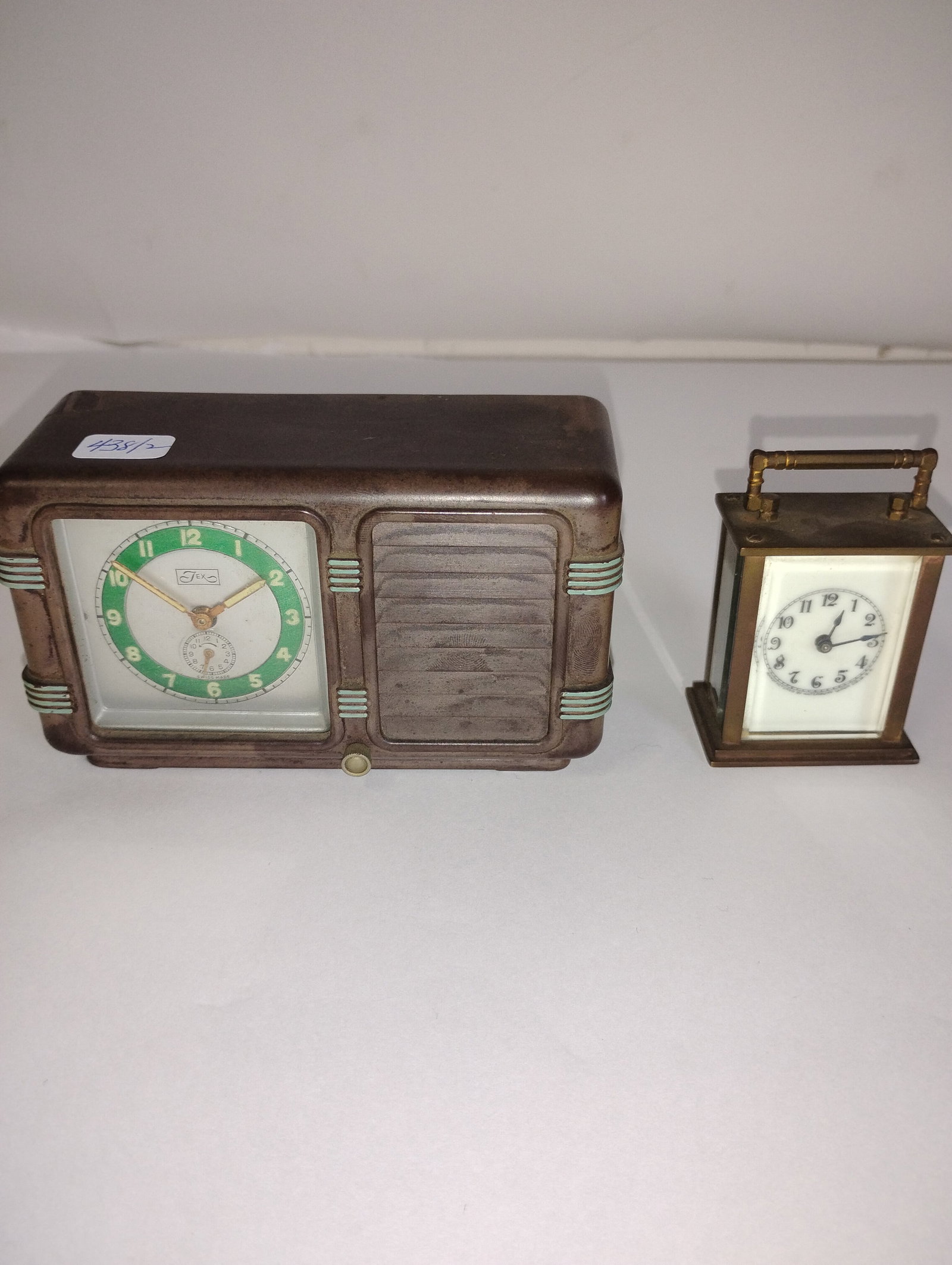 Antique Miiniature Brass Carriage Clock & Clock Radio Form (2) (1 of 5)