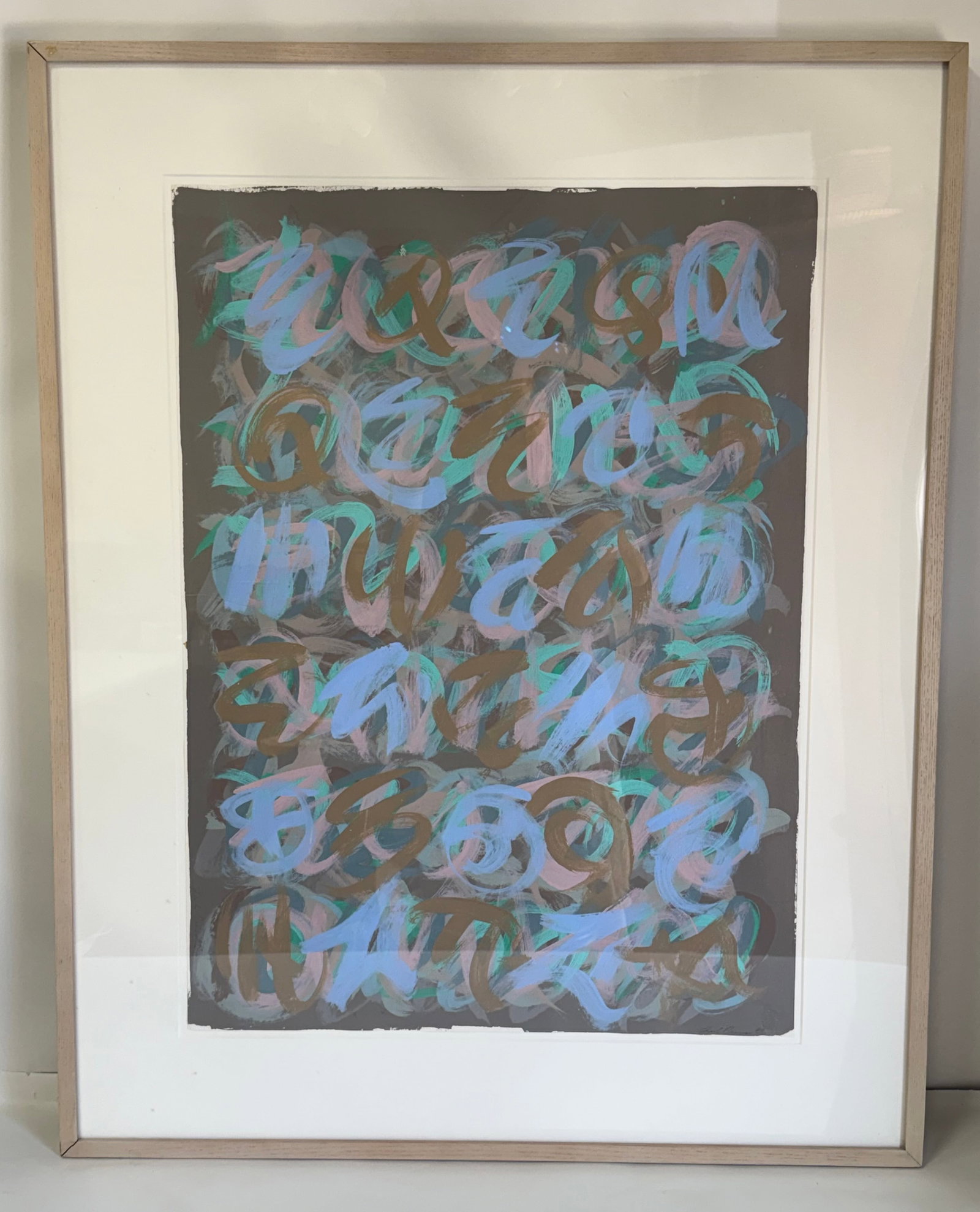Frank Cressotti; 20thC. Abstract Expressionist Acrylic Signed 1976: Frank Cressotti(20thC. American) Abstract Expresionist acrylic on paper. Untitled 12. Signed lower right. 1976. Aileen Ryan Earnest Fine Arts label on reverse; 30in. x 22in.(image), 39.5in. x 31.5in.(