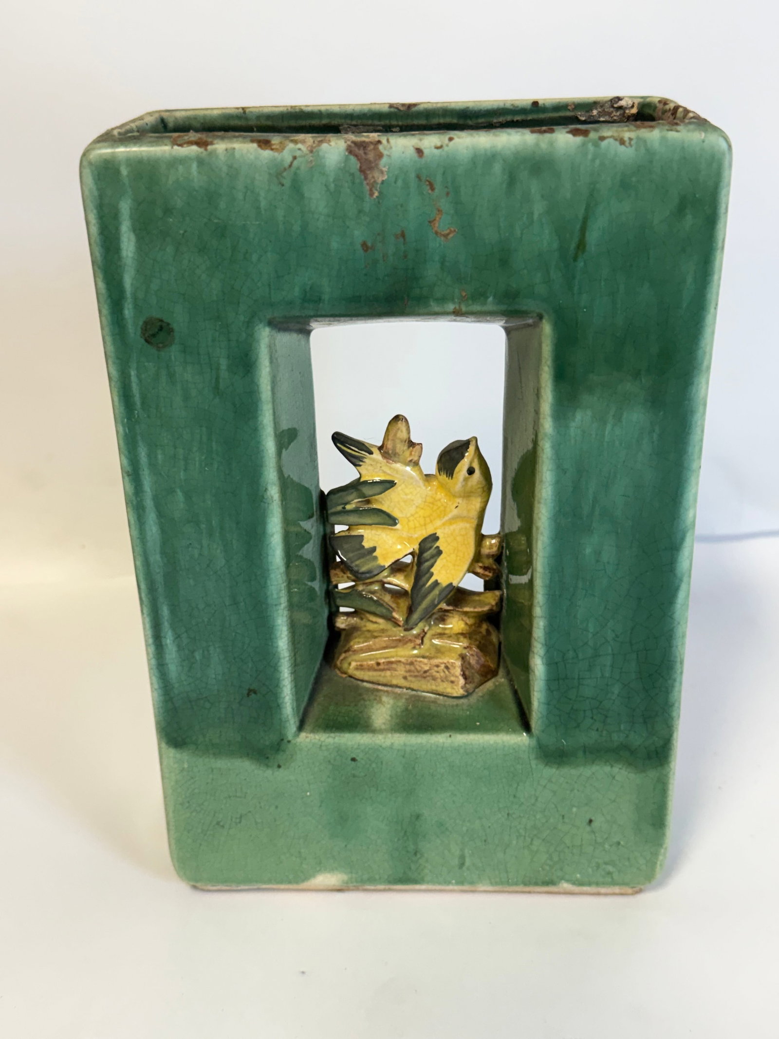 McCoy Arcature Glazed Pottery Vase with Bird (1 of 4)