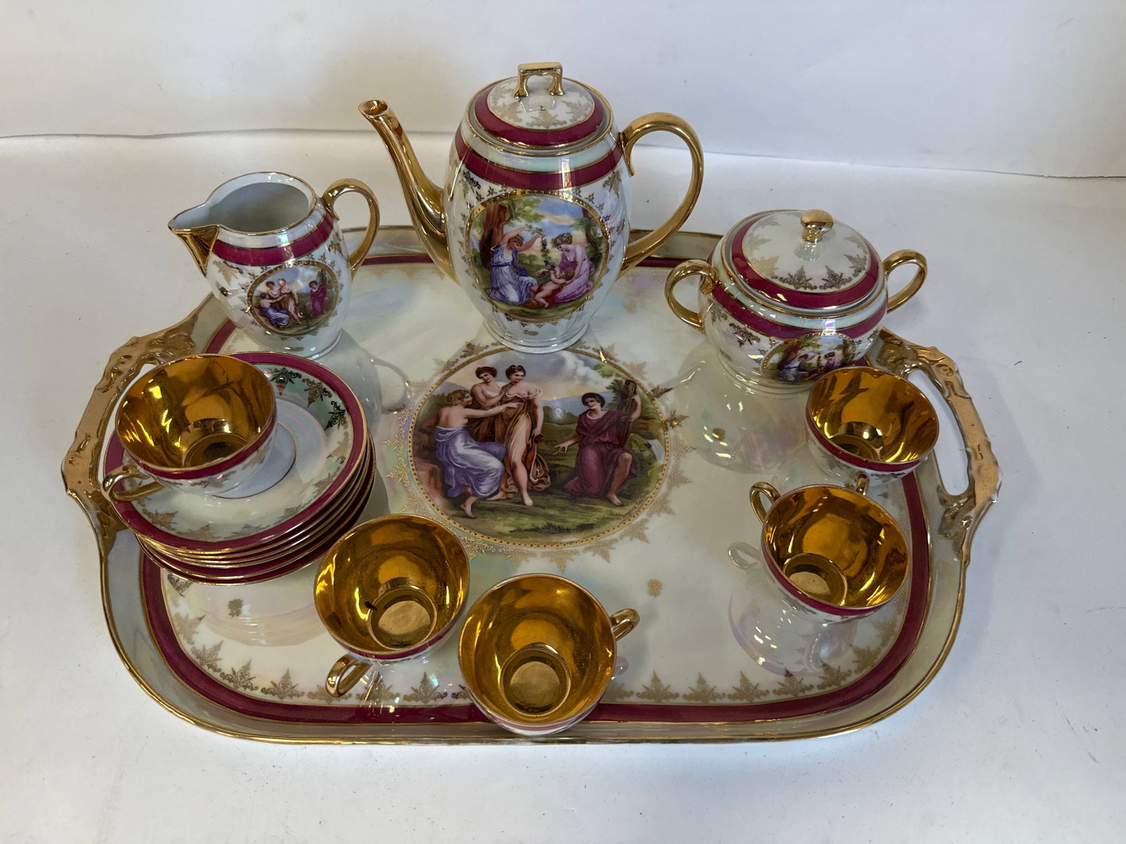 Czechoslovakian Porcelain Lustre Tea Set (1 of 5)
