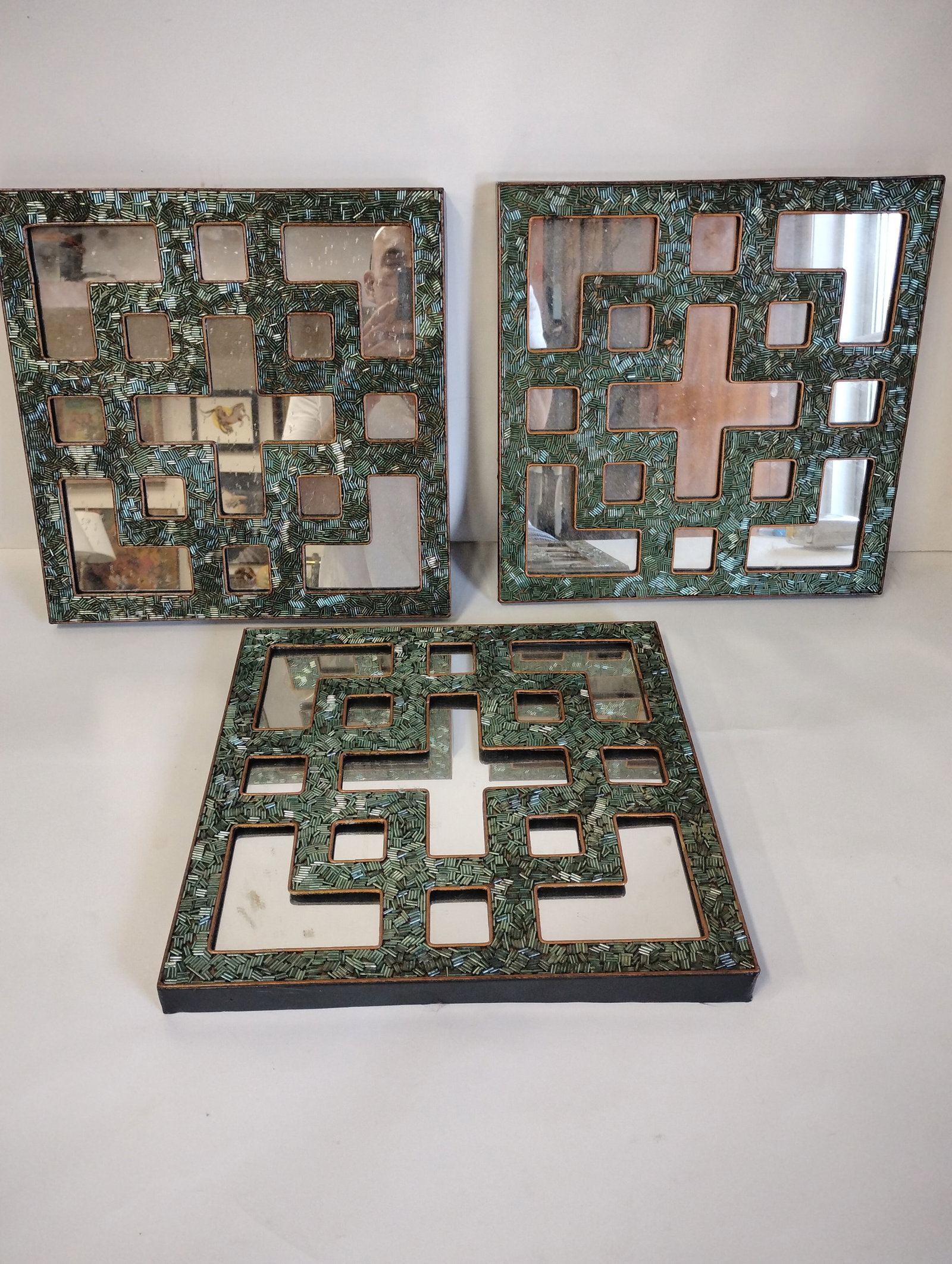 Three Vintage Mirrors: 14" square As pictured