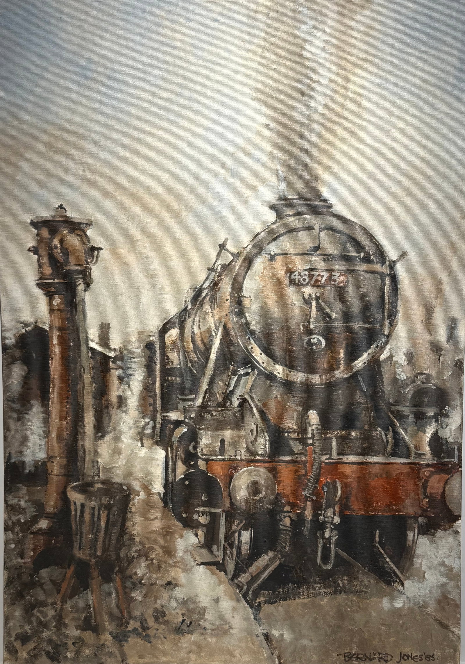 Bernard Jones; 20thC. British Oil "Leaving the Station" Signed (1 of 5)