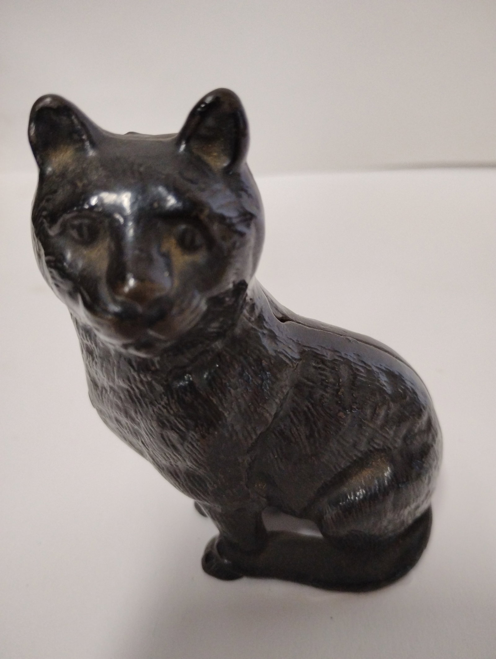 Antique Cast Iron Still Bank, Cat Figure: 4"H