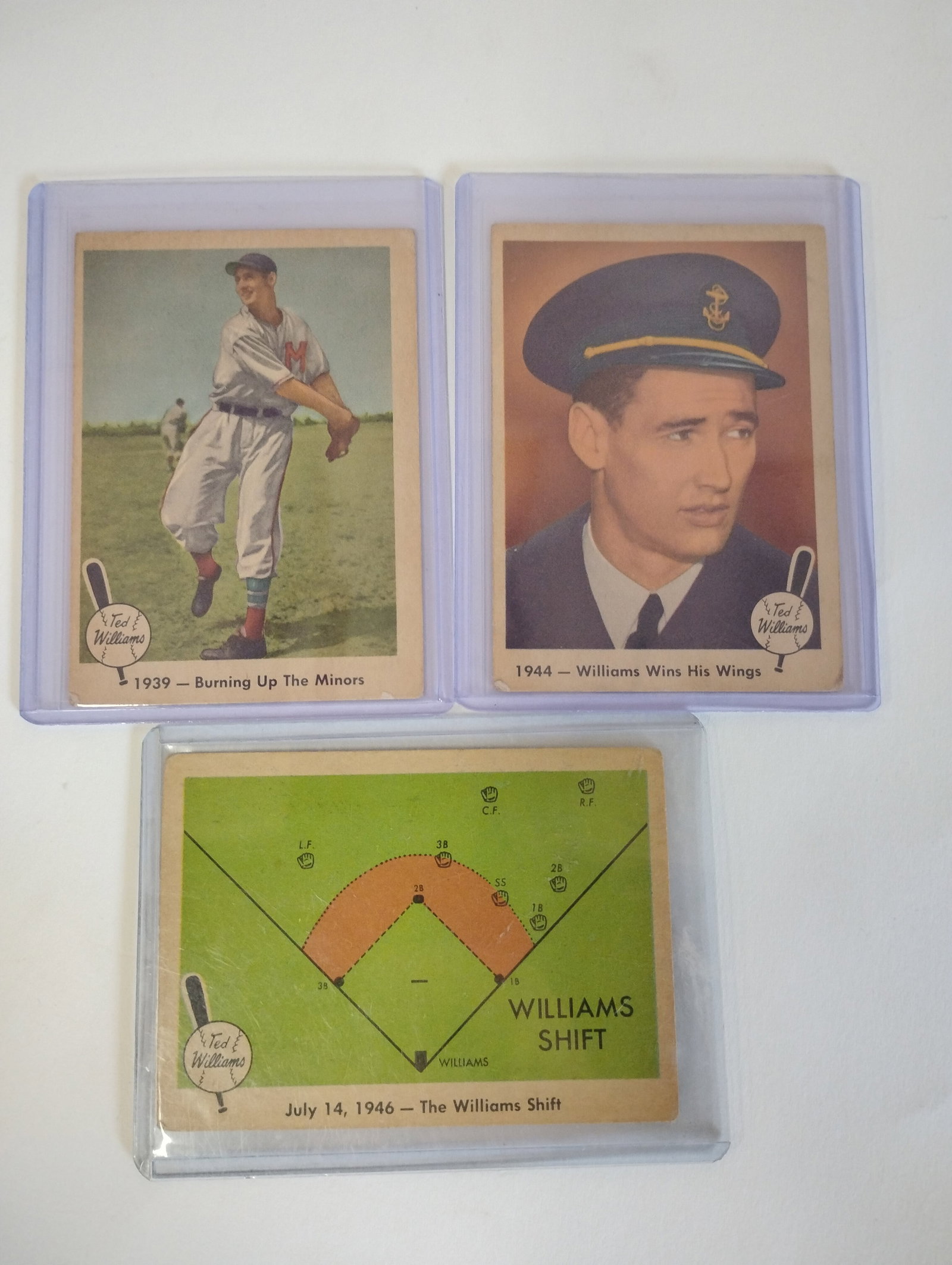 1959 Fleer Ted Williams Cards (3): 3 in the lot. As pictured. All in protective sleeve.