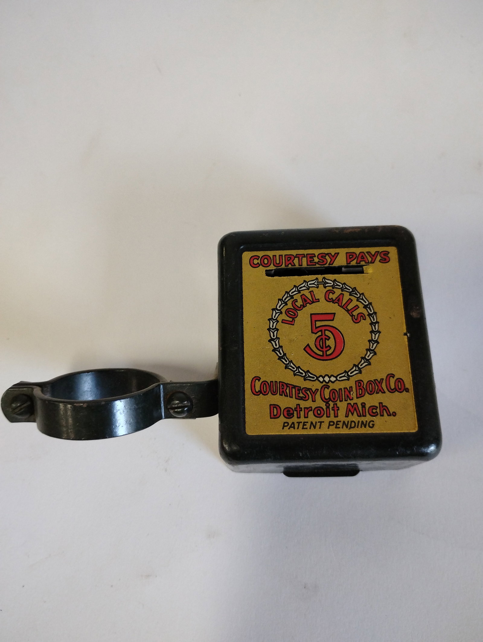 5 Cents Coin Box for Telephone. Detroit (1 of 3)