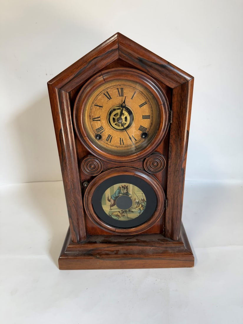 Ingraham Mahogany Double Glass Mantle Clock (1 of 7)