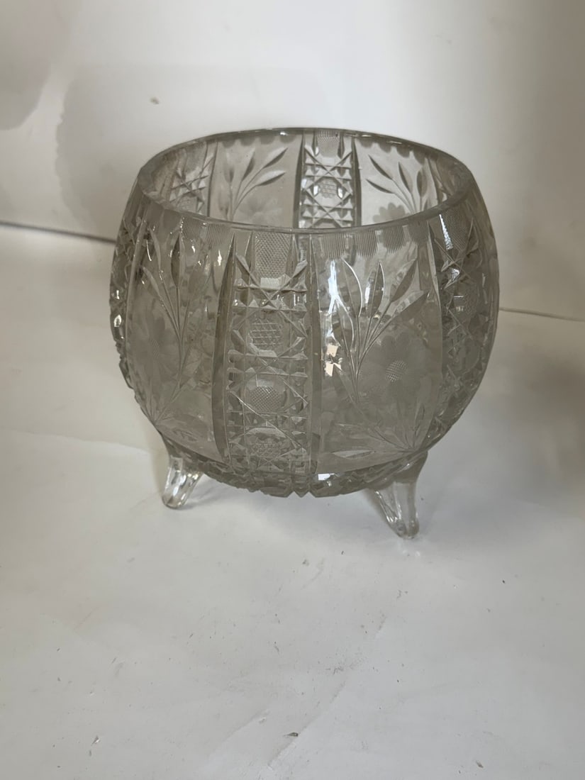 American Brilliant Cut Glass Rose Bowl (1 of 3)