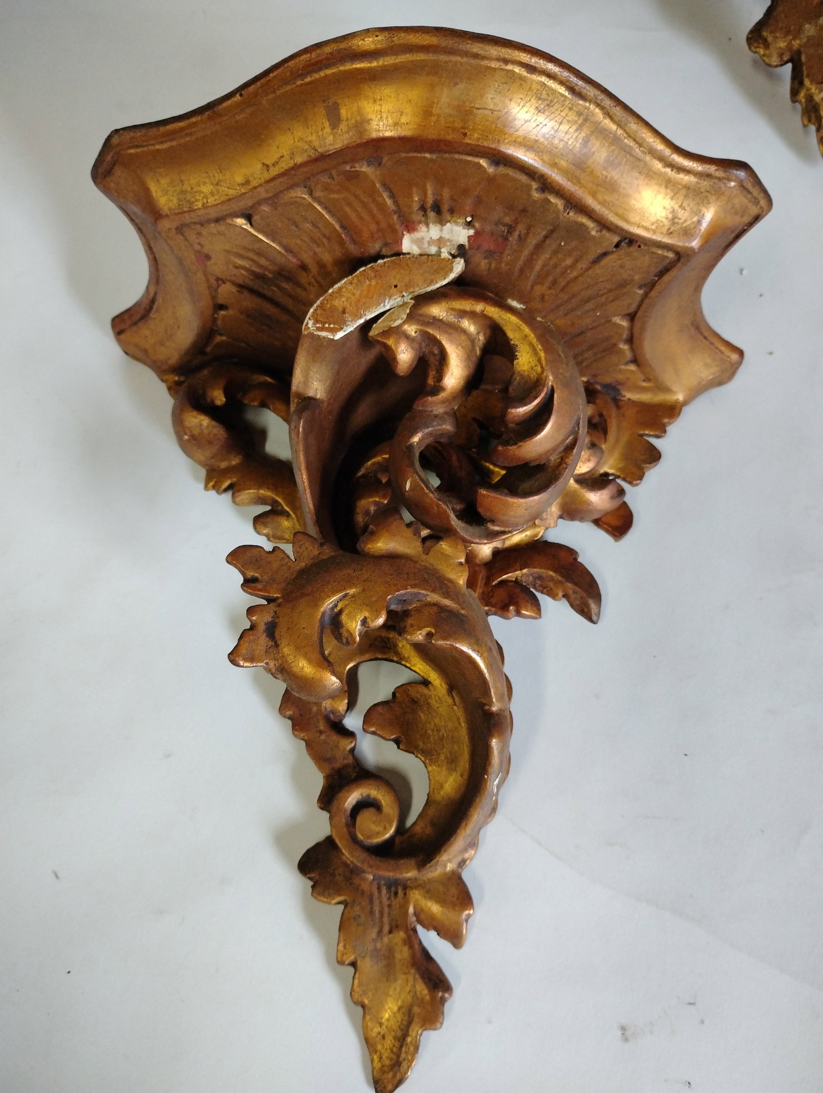 Pr 19th Gilt Bracket Wall Brackets - 5