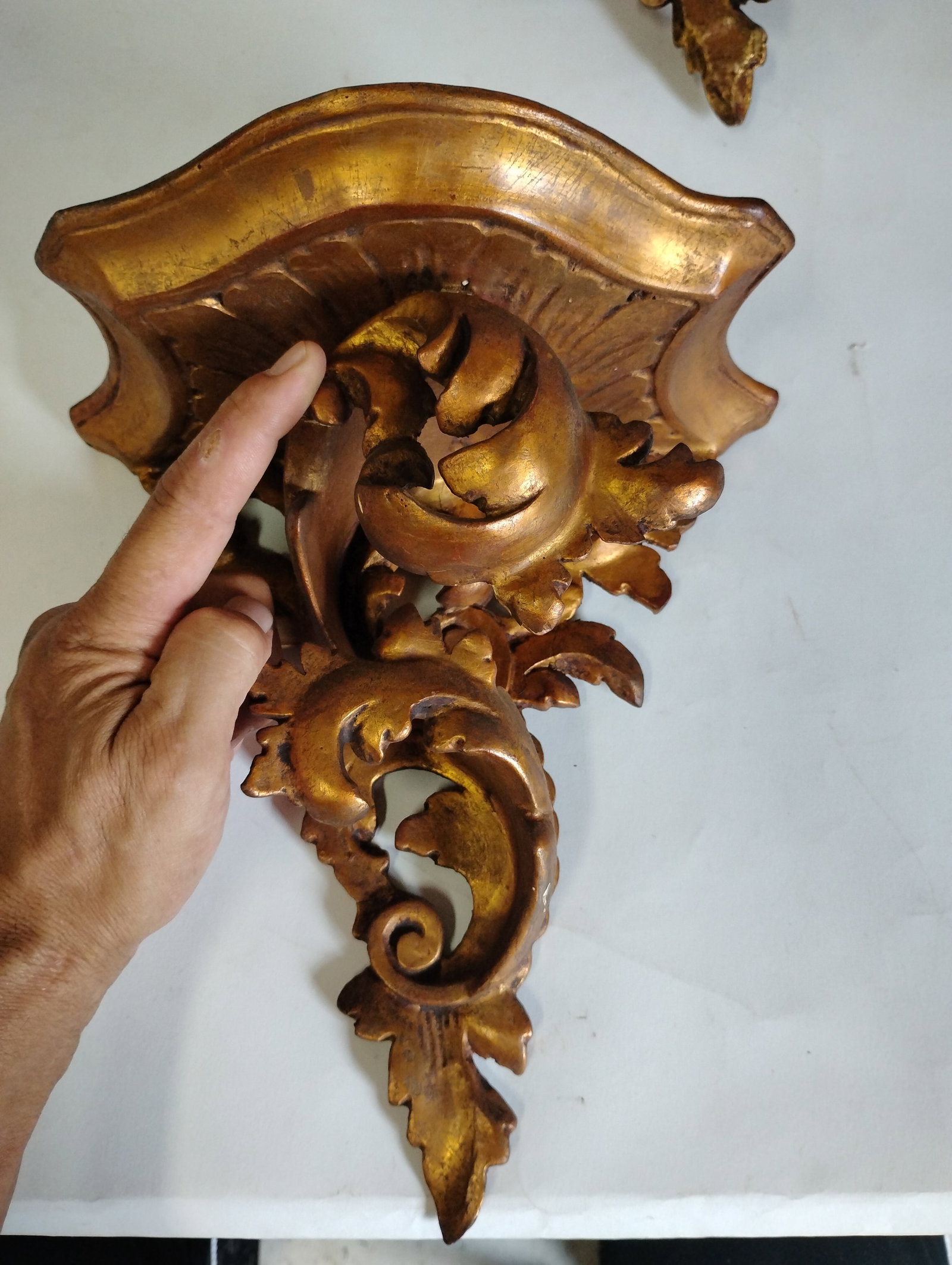 Pr 19th Gilt Bracket Wall Brackets - 6