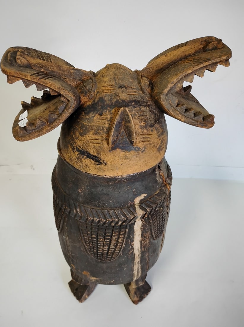 Vintage African Carved Wood Vessel (1 of 6)