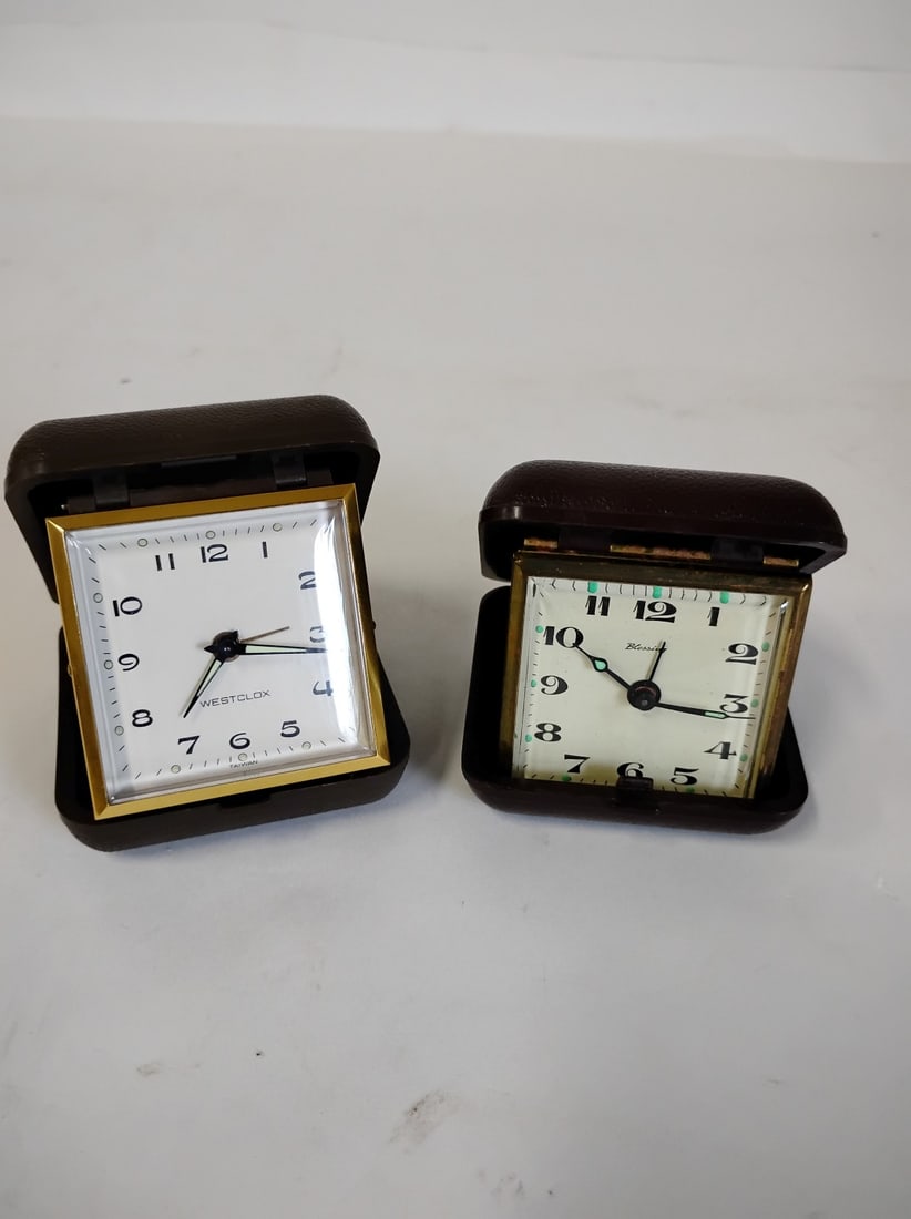 Two Folding Clocks Blessing & Westclok: As Pictured