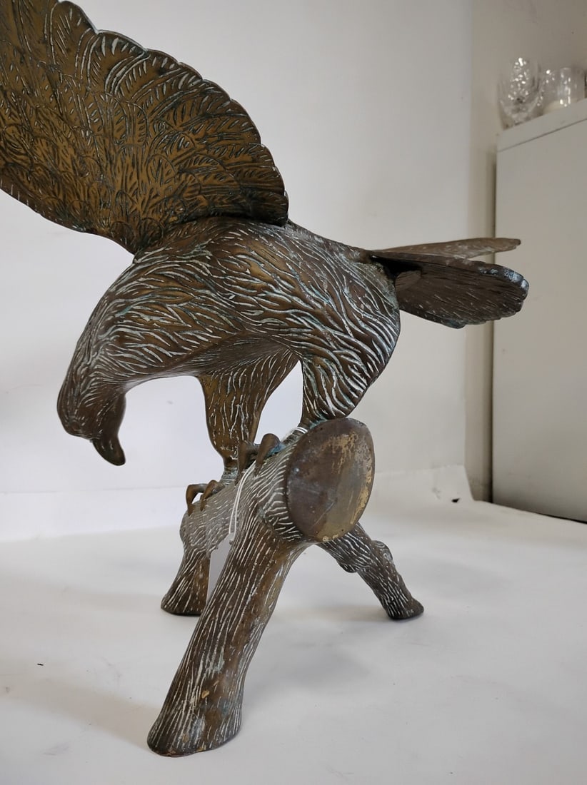 Vintage Cast Brass Eagle Statue - 2