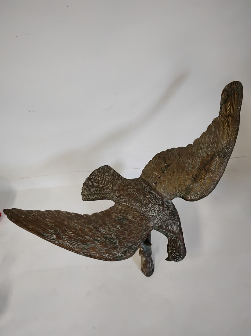 Vintage Cast Brass Eagle Statue - 3