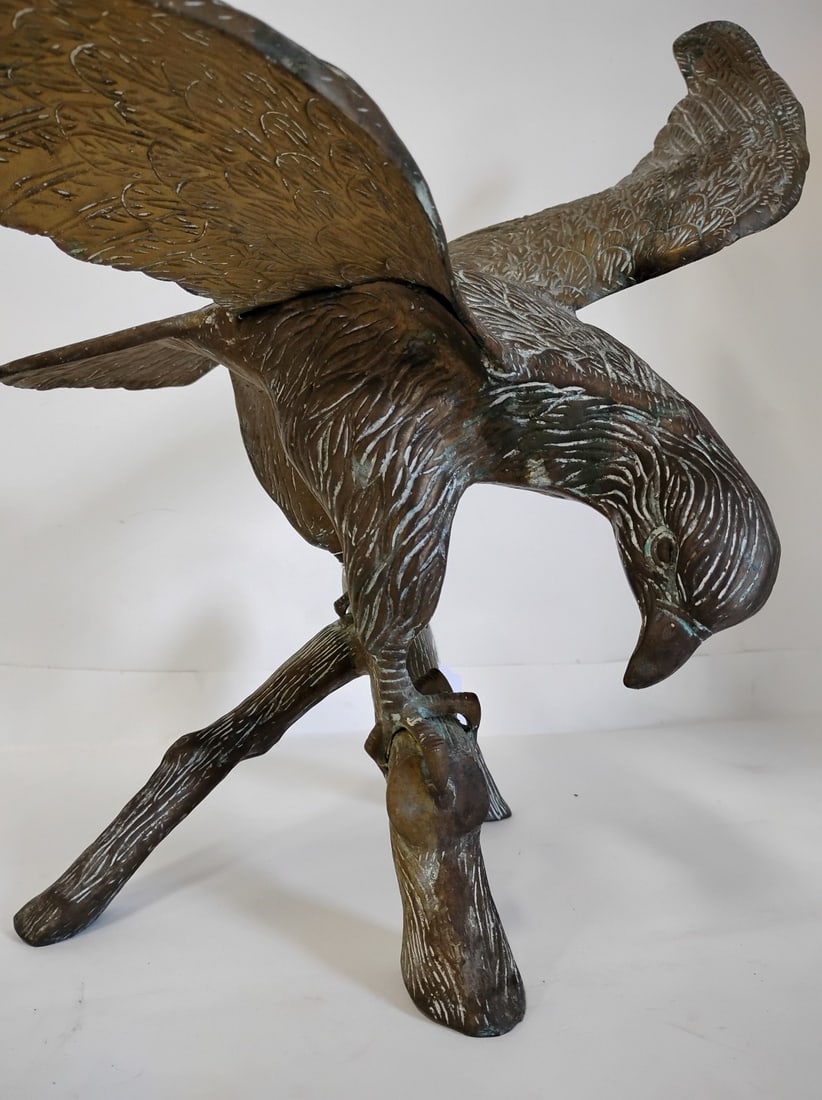 Vintage Cast Brass Eagle Statue - 4