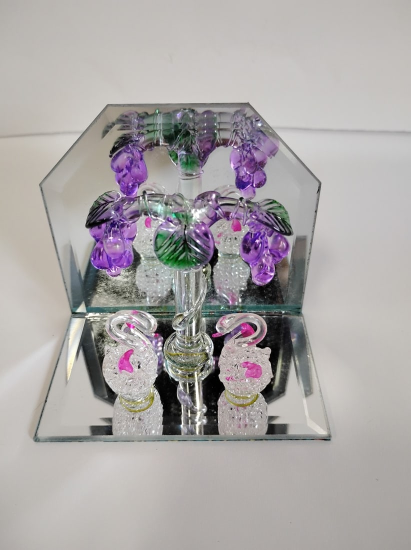 Glass Sculpture/ Swans Before a Mirror: 3 3/4"H and 4" W New in original box.