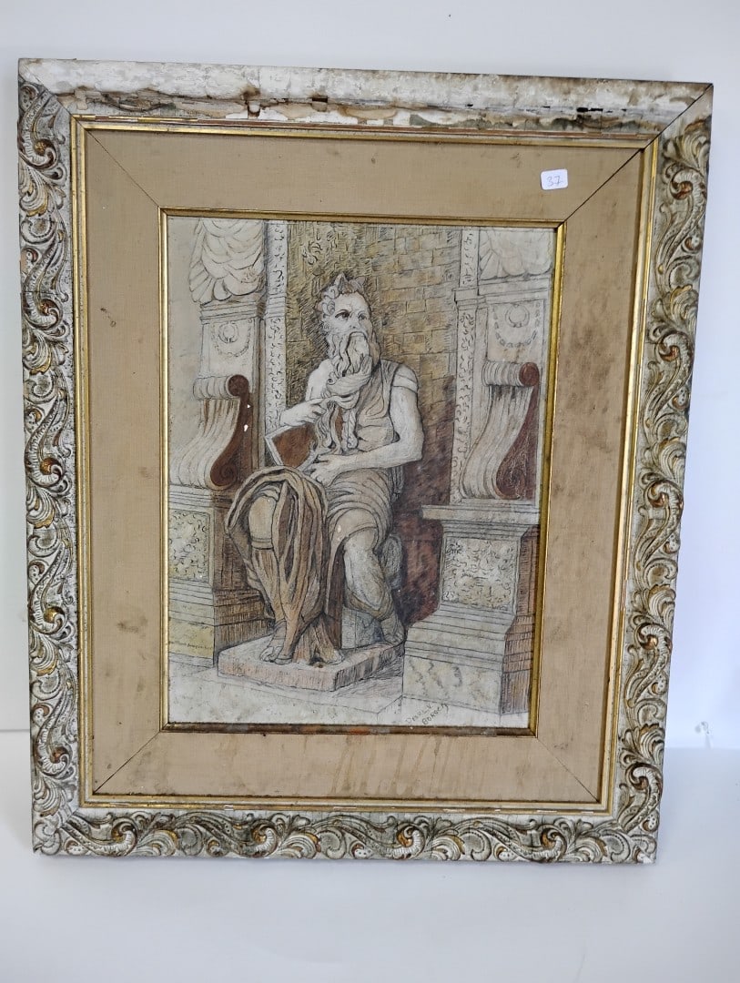 Oil on Board Painting of "Moses" (1 of 4)