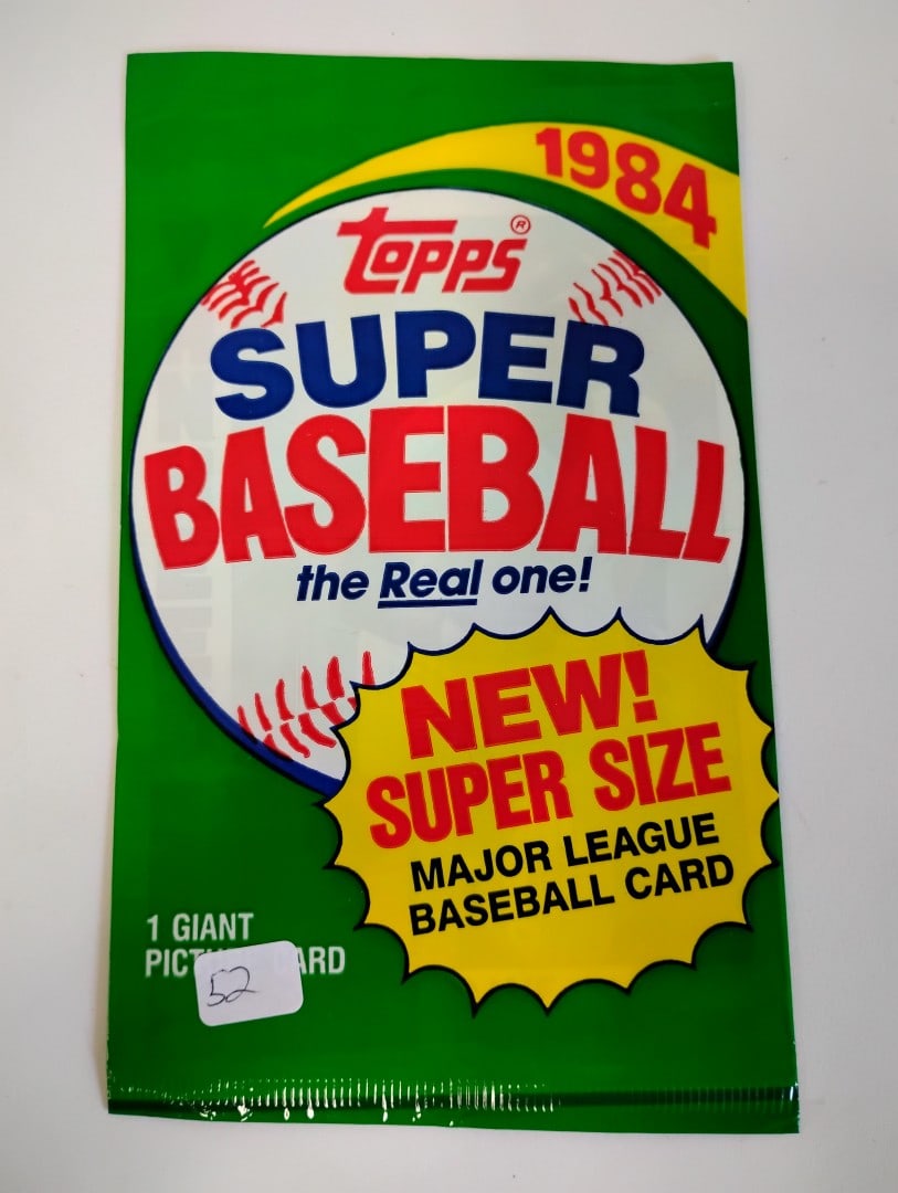 1984 Topps Super Baseball Card: Super size. Original package. Never opened 8" x 5"