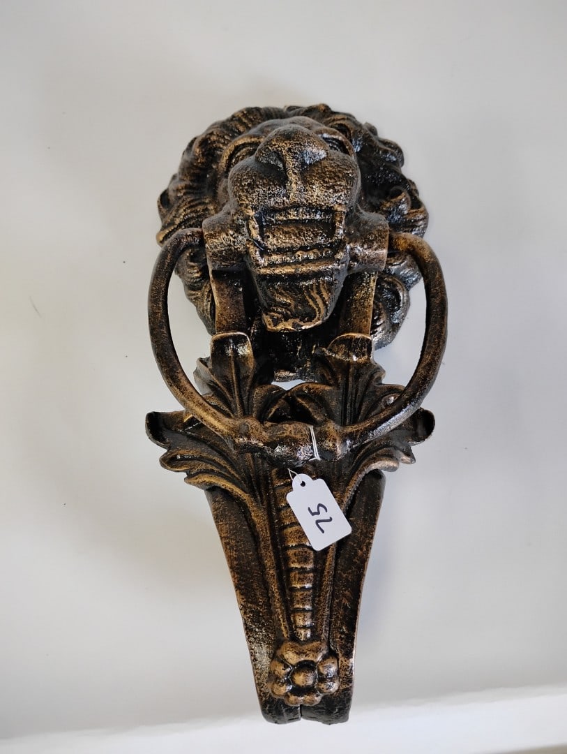 Lion Head Door Knocker: 15"H x 7"