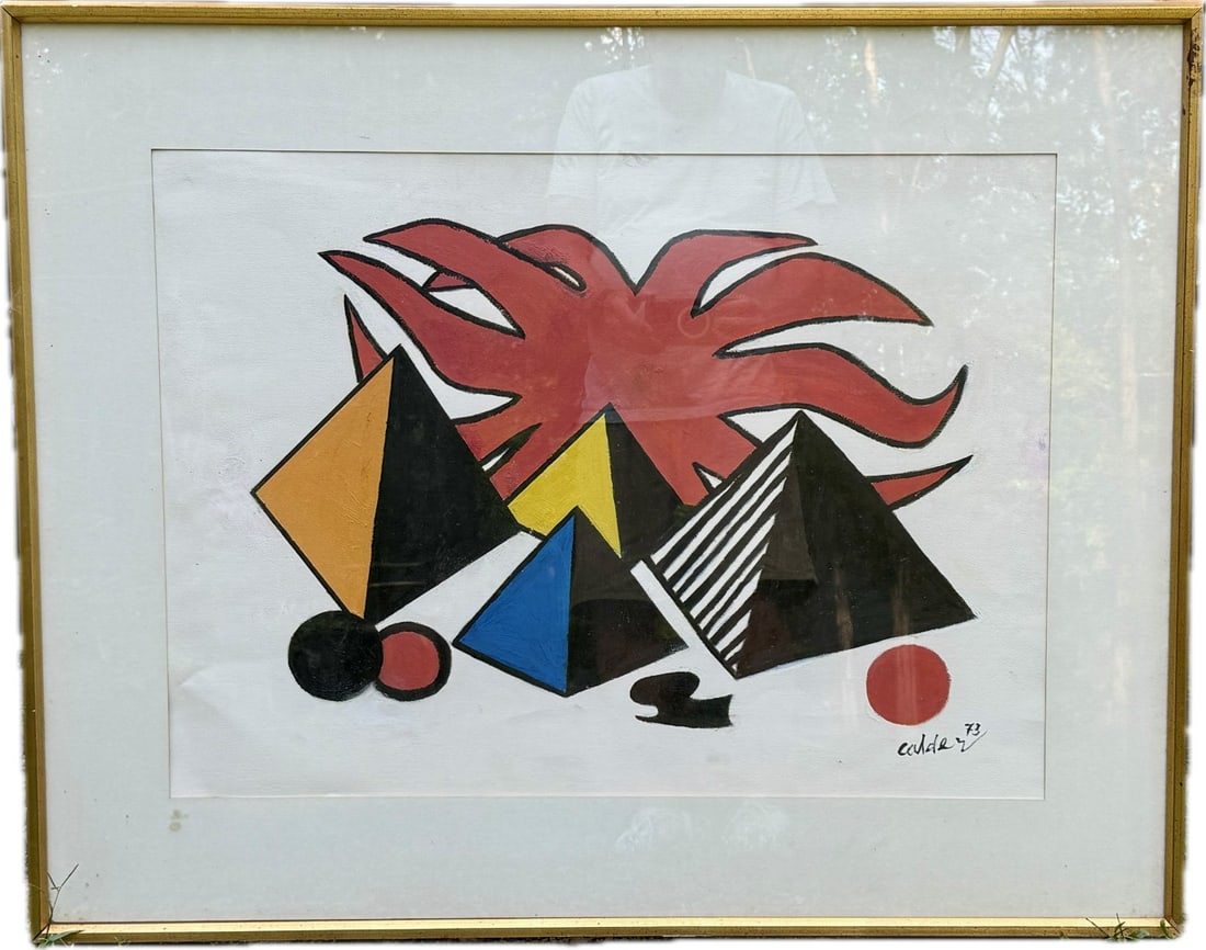 Alexander Calder(after); 20thC. Modernist Hand Painted Lithograph (1 of 5)