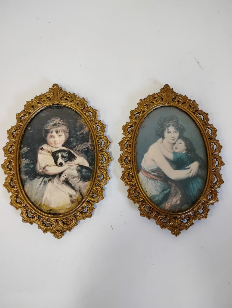 Pr. Classical Portraits. Antique Gilt Frames: With back loops for wall hanging.8"H x 5 3/4"W