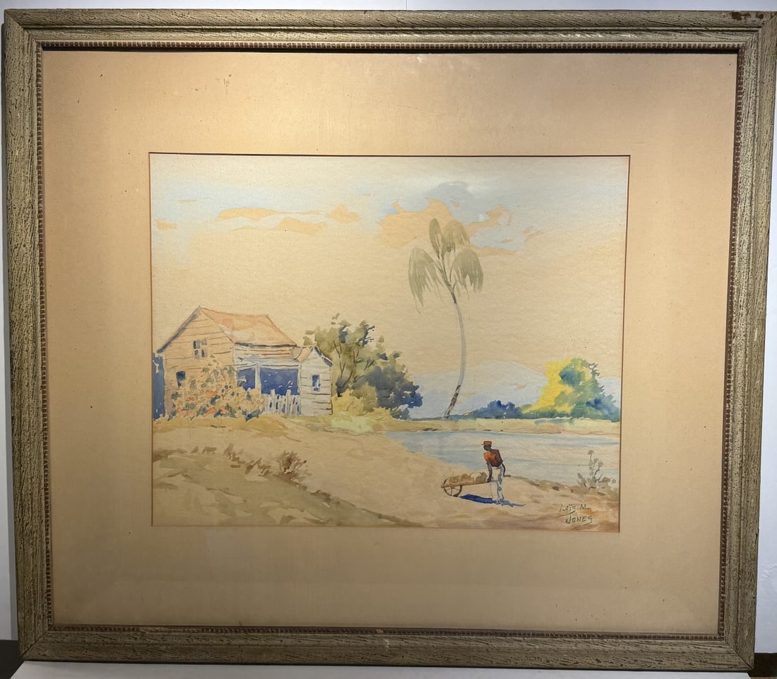 Lois M. Jones; 20thC. American Watercolor Caribbean Beach Signed (1 of 5)