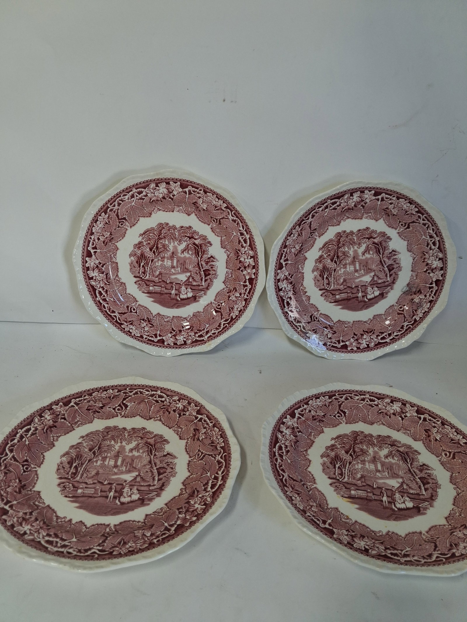 Masons Ironstone English China Vista Pattern (4) 10": Four pcs in the lot. Marked