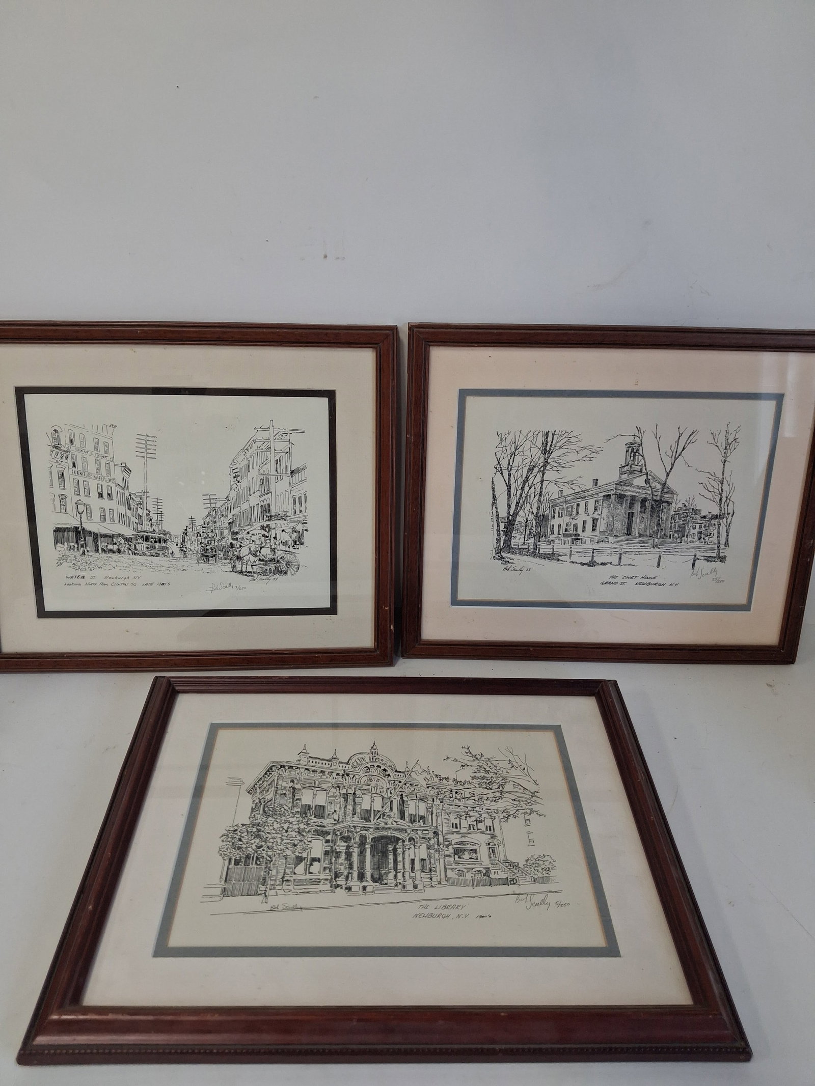 Bob Scully. Newburgh NY (3) Ltd Ed Lithos 13 1/2" x 12 1/2" Two are a bit smaller (1 of 1)