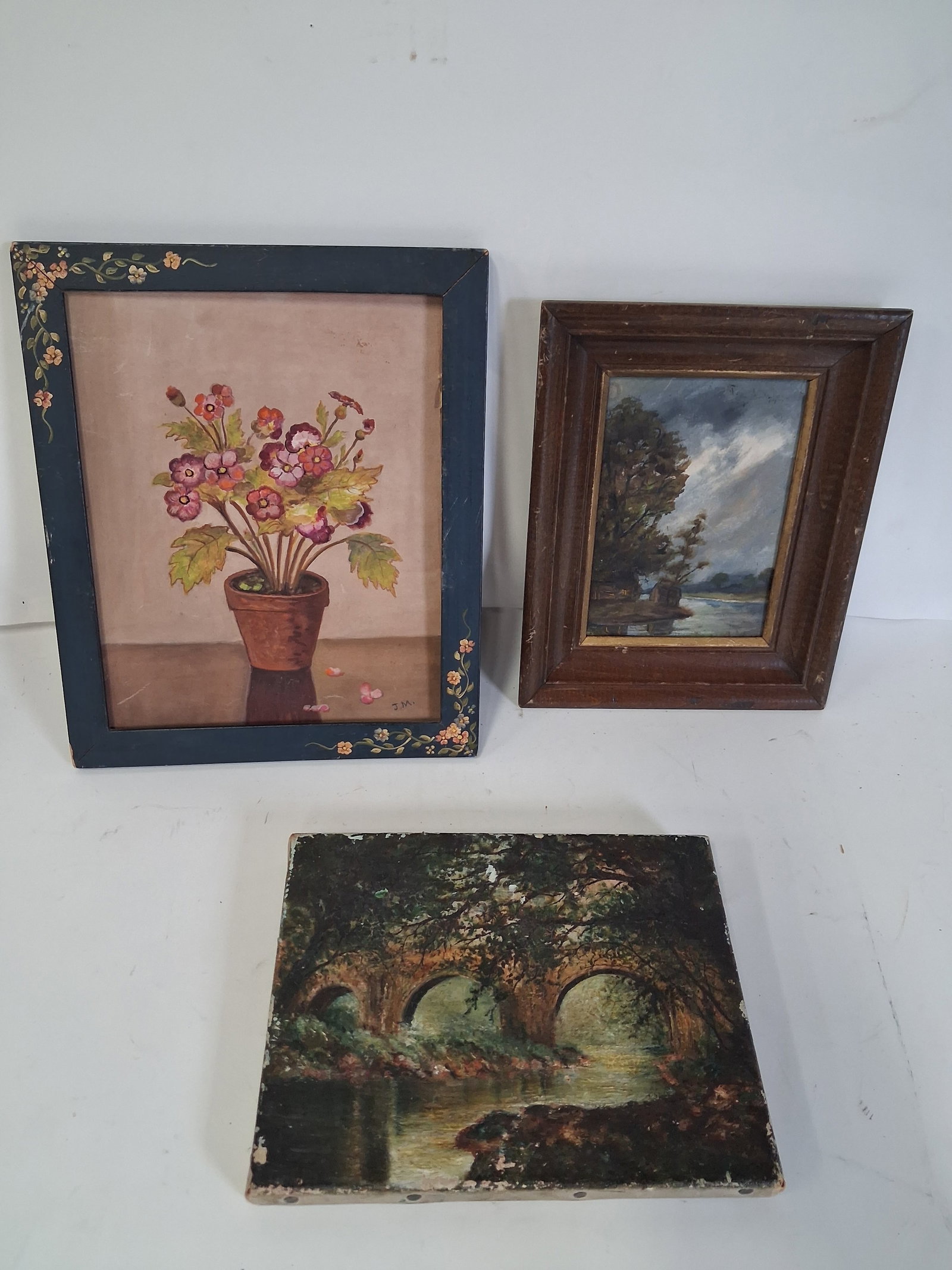 One signed J.M. Two others. As pictured: 11 1/2" x 9 1/2" ,the signed one