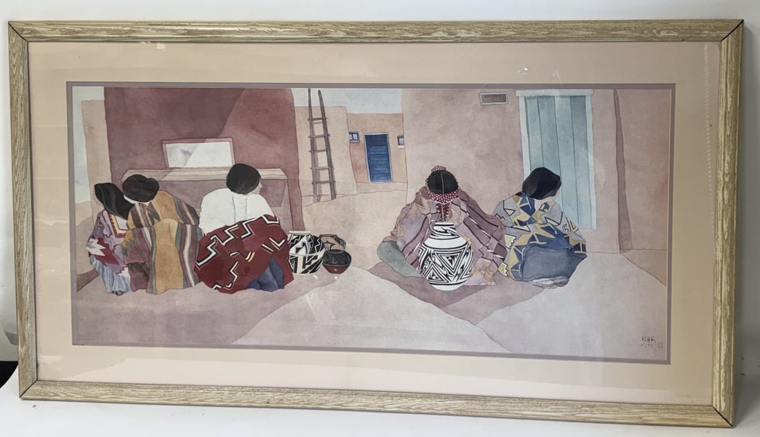Irene Klar; Southwestern Indian Print "Pueblo Streets" Signed (1 of 3)