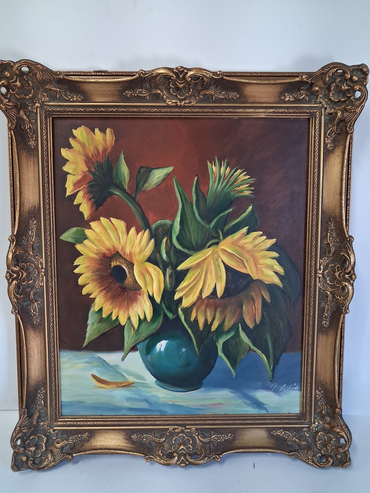 Sgd. Oil on Canvas. Sunflower Still Life (1 of 3)