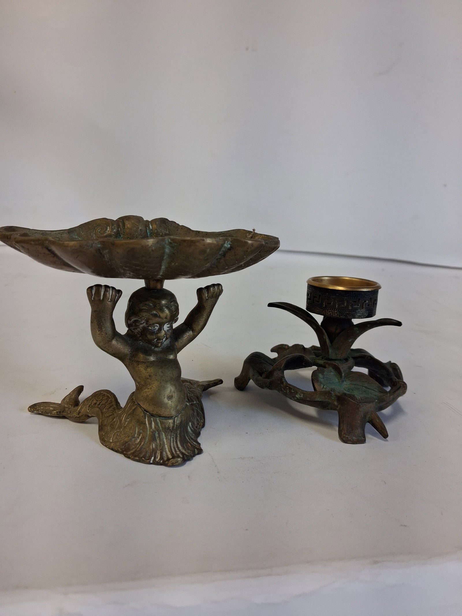 Bronze Candleholder & Mermaid Shell Soap Dish (1 of 4)