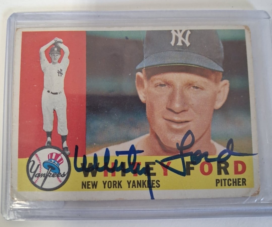 Whitey Ford Autographed Baseball Card: Excellent condition