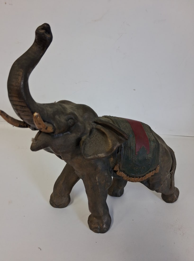 Bronzed Metal Polychromed Elephant Figure (1 of 3)
