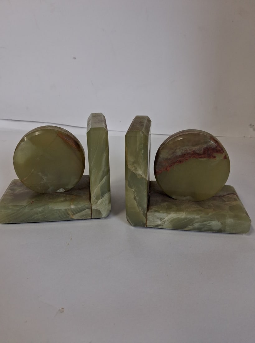 Pr. Vintage Marble Bookends: 4"H x 5"W