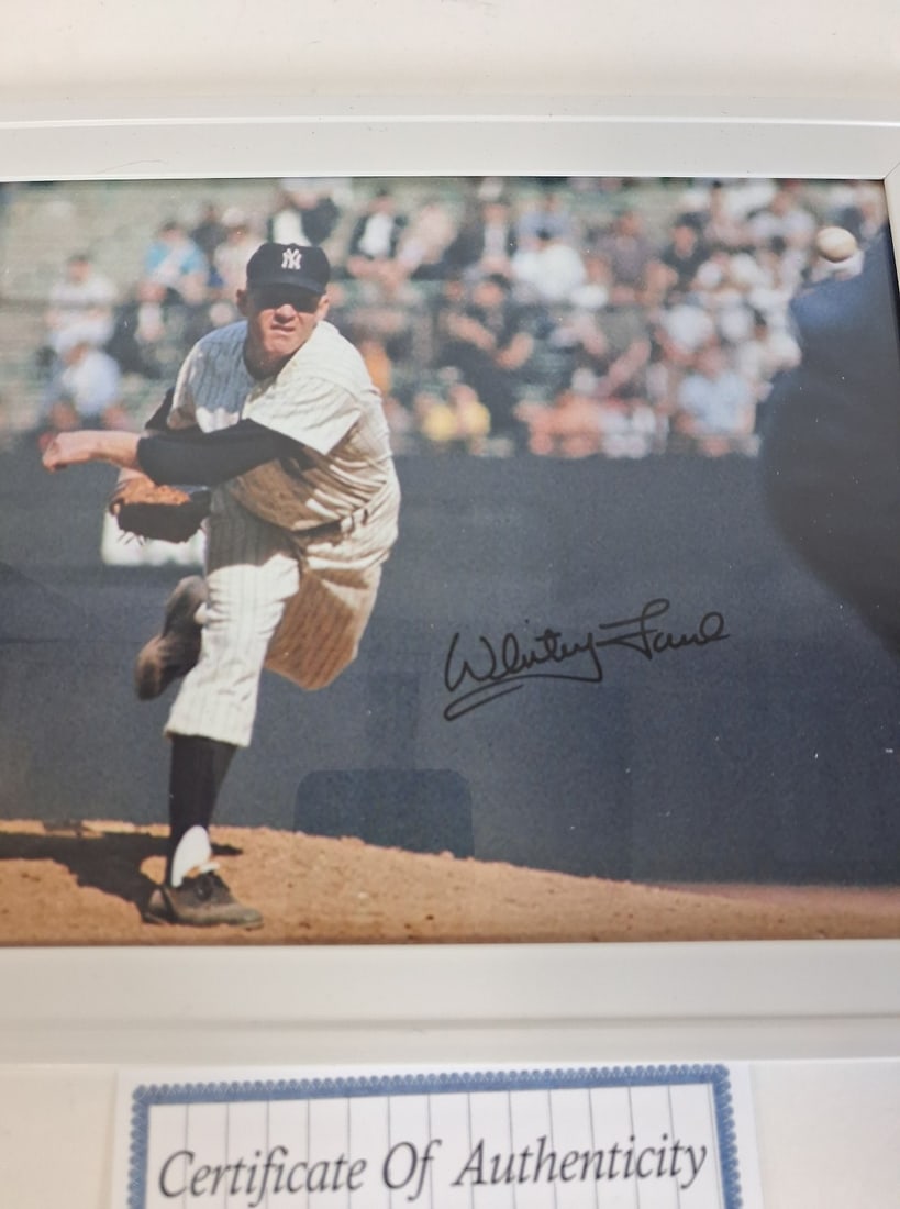Signed Photograph Whitey Ford: With COA 8 x 10 Framed