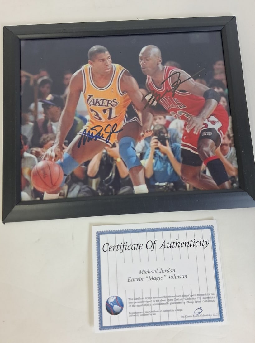Signed Photograph Magic Johnson: With COA 8 x 10 Framed