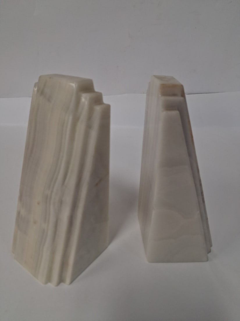 Pr. Marble Bookends: 6 3/4"H
