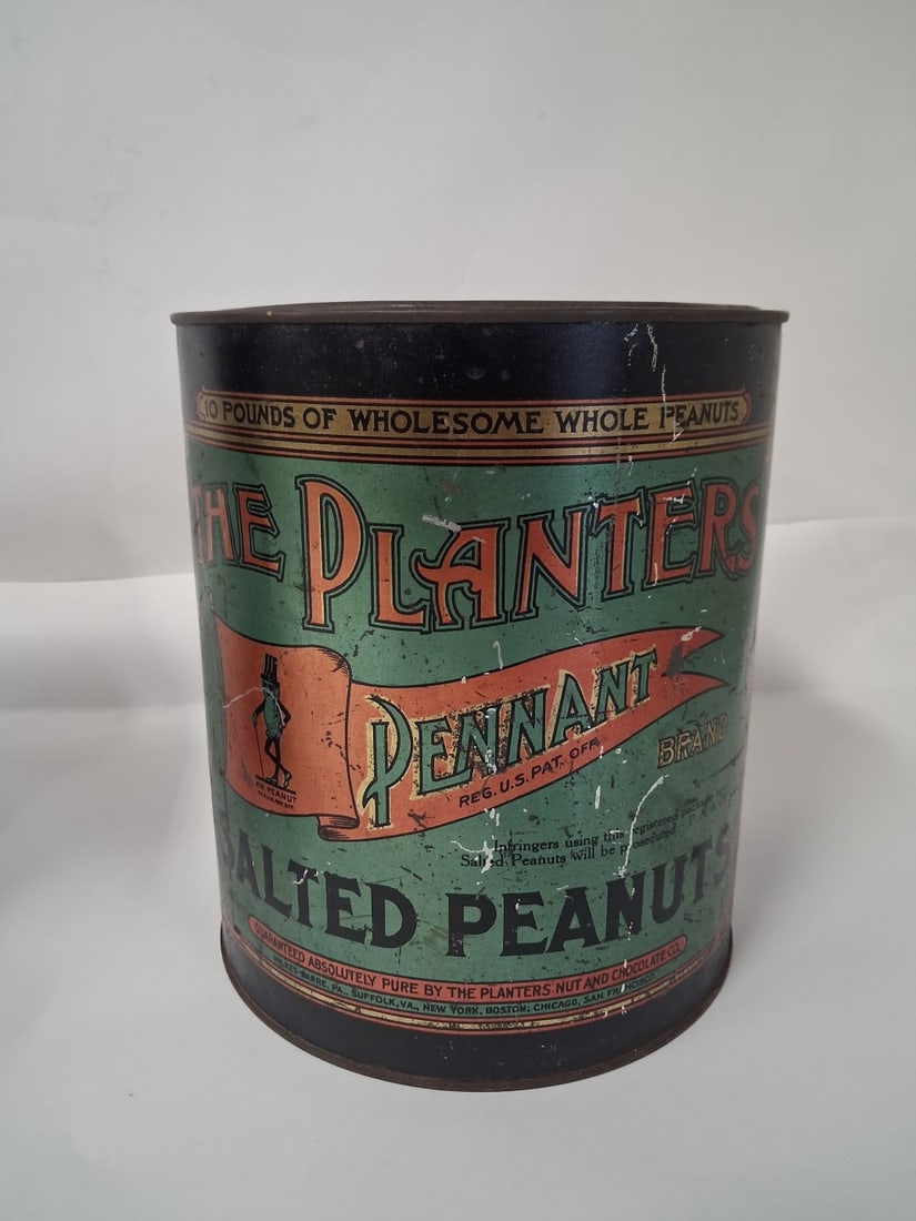 Planters Peanut 10 lb. Tin: Salted Peanut Tin 9 1/2"H x 8 1/2"W