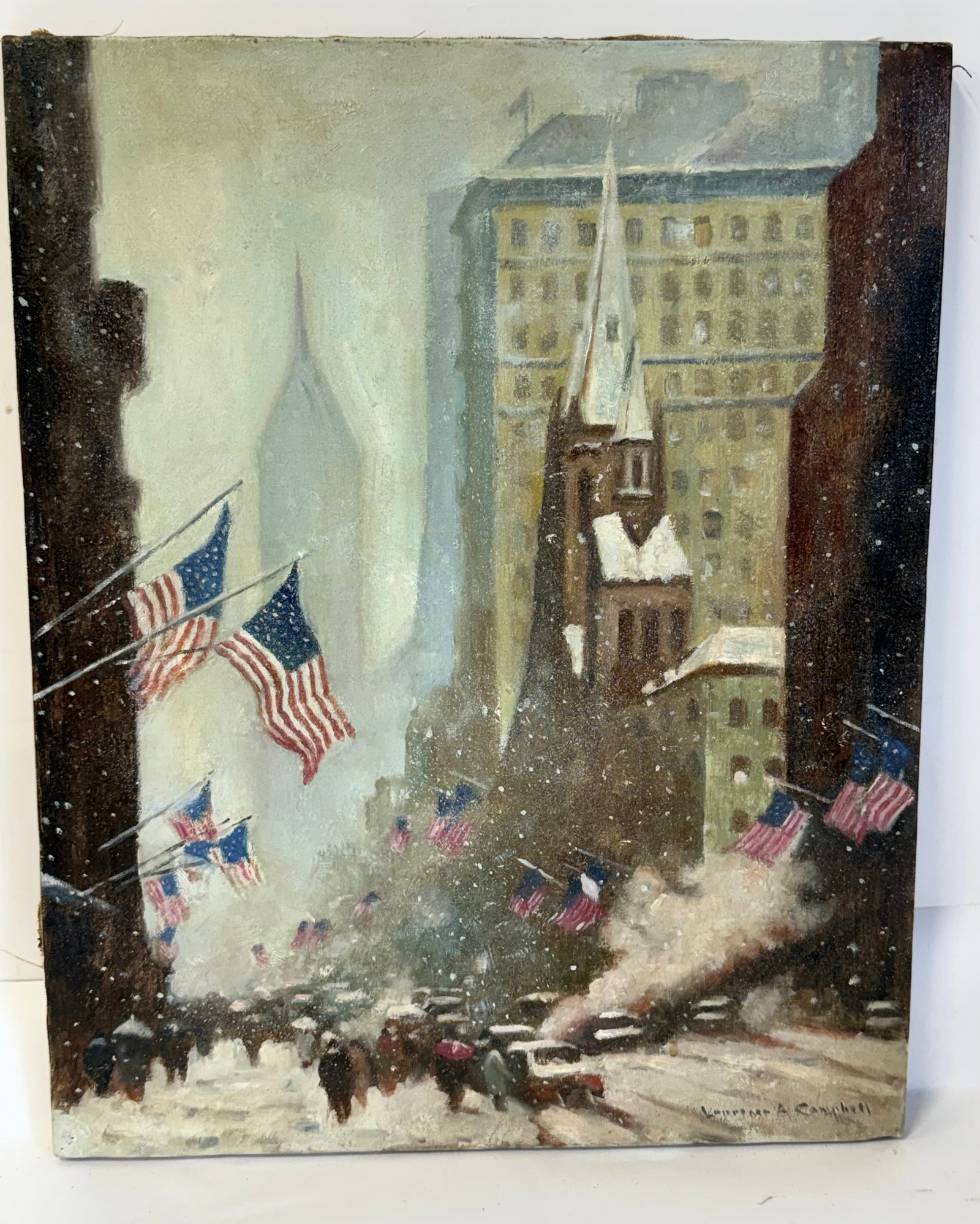 American School; Oil "Winter Along the Avenue" (1 of 3)