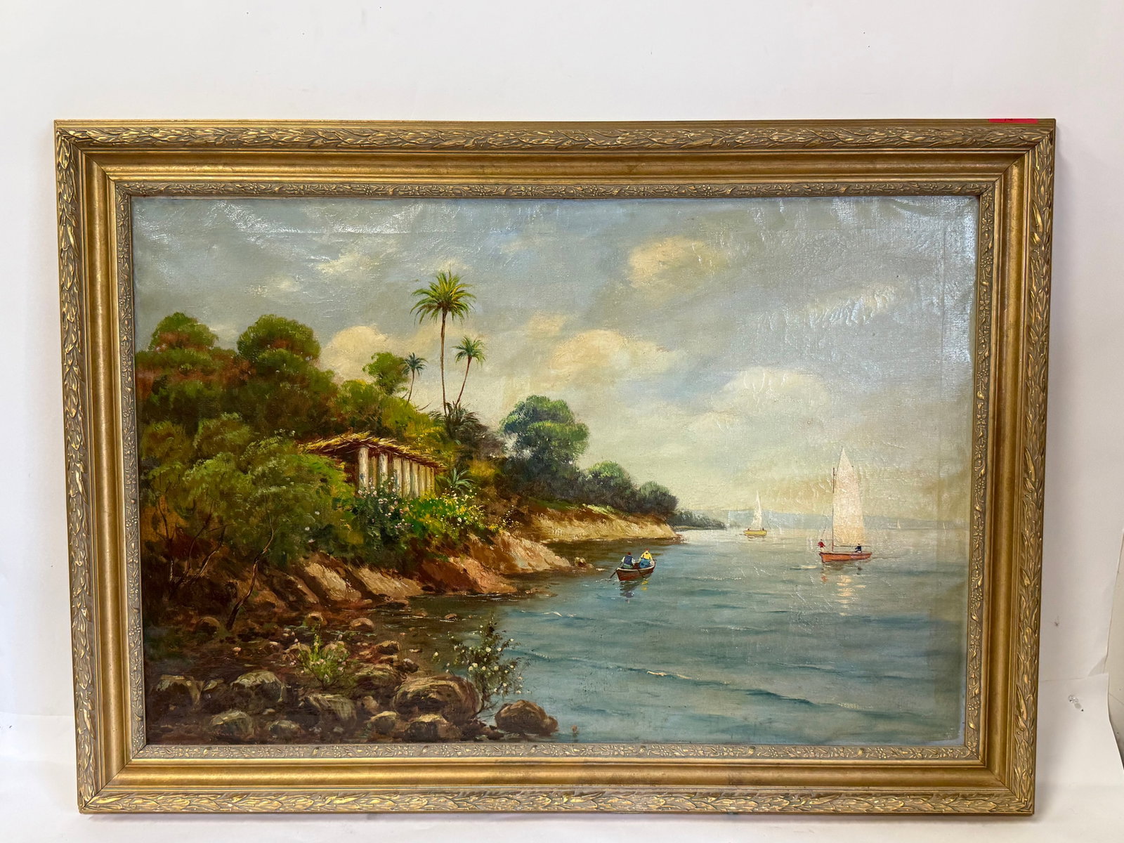 Metzke; 19thC. Oil Tropical Cove Signed (1 of 4)