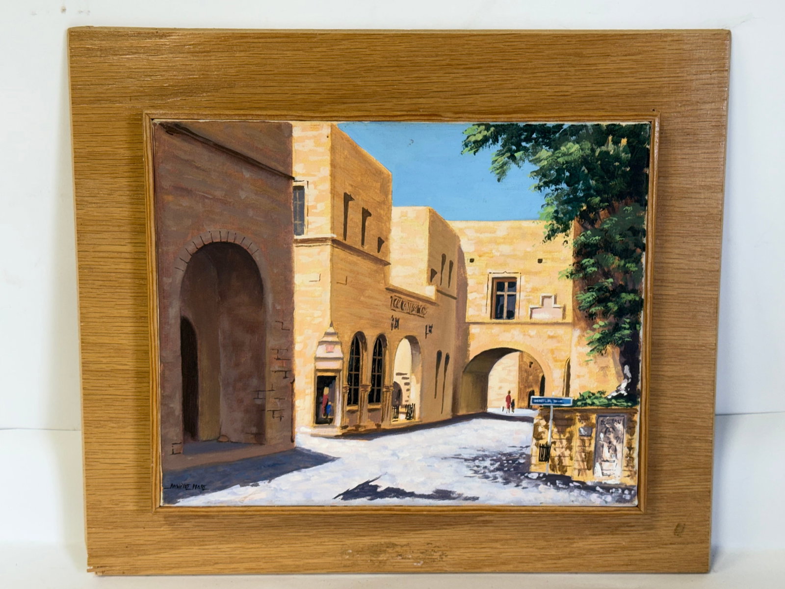 20thC. Middle Eastern Oil Courtyard Scene Signed (1 of 4)