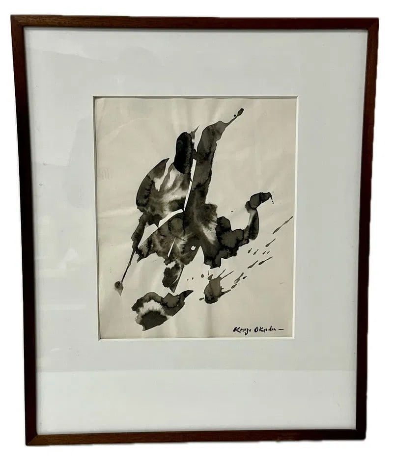Kenzo Okada; 20thC. Ink and Wash Abstract Composition Signed (1 of 5)