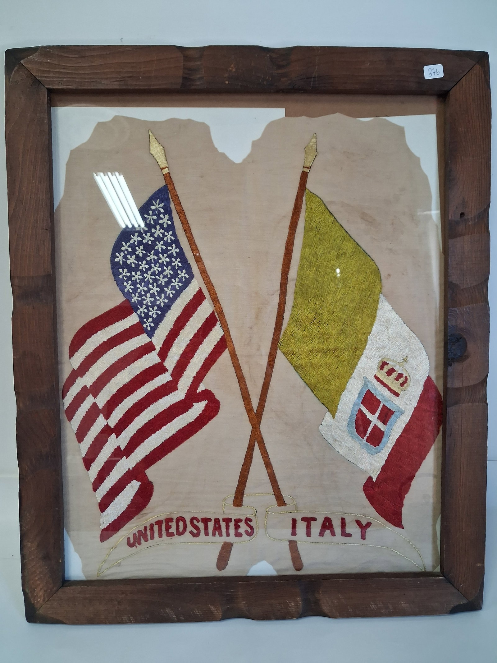 Vintage Embroidered Crossed Flags (1 of 2)